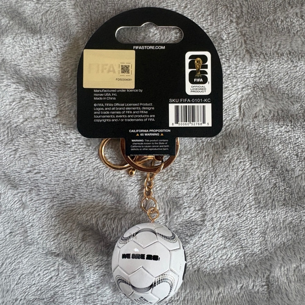 FIFA 2026 World Cup Soccer Ball Keychain Gold Tone Bag Charm Official Licensed